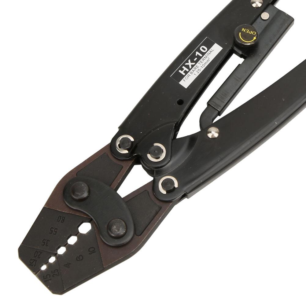 HX 10 Carbon Steel Crimper Ratchet Terminal Crimper Pliers 1.25 10mm AWG10 6 Red Handle