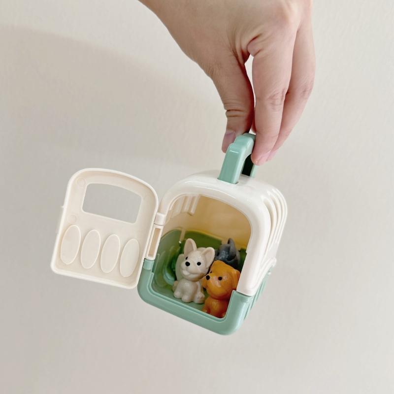 Realistic Pet Raise Set for Kids Pet Grooming Toy Mood Appease Child Dog Raise Toy with Carriers Educational Dollhouse
