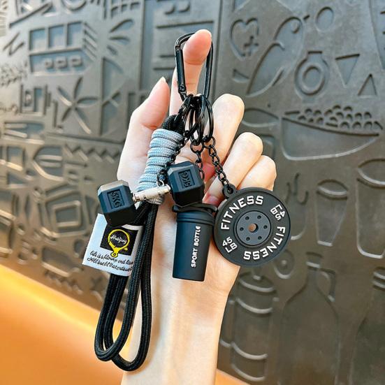 Pandantiv Chei Portabil Multifuncțional cu Șnur Împletit Sticlă de Apă Gantere Plăci Halteră Farmec Fitness Accesorii Sportive