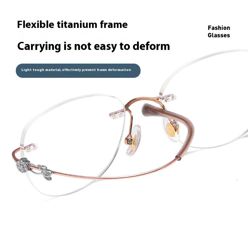 New Luxury Rimless Glasses Cat Eye Glasses Butterfly Eyewear Ultra Light Titanium Optical Prescription Eyeglasses Frames Women