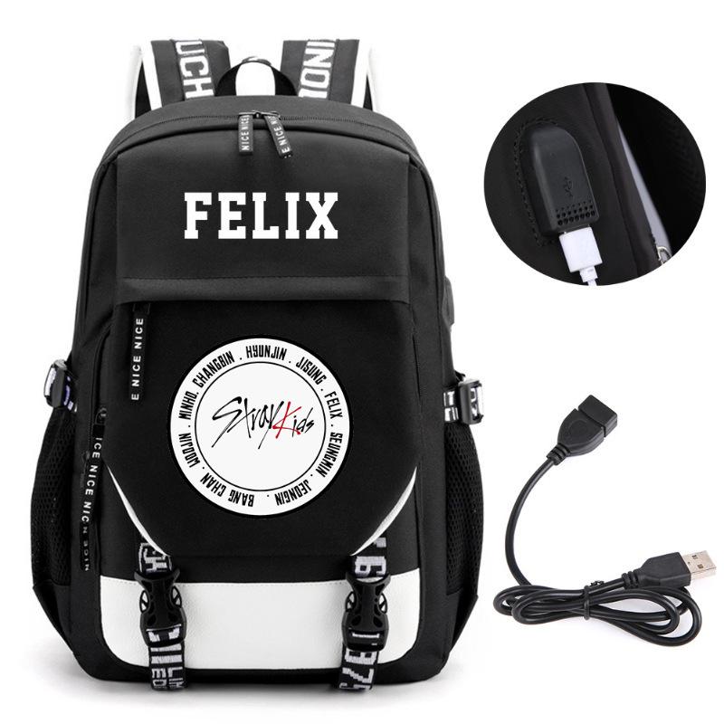 Straykids Beliebte Koreanische Boygroup Peripherie Rucksack Campus Grund- und Sekundarschüler Schultasche Herren- und Damen-Computertasche Rucksack