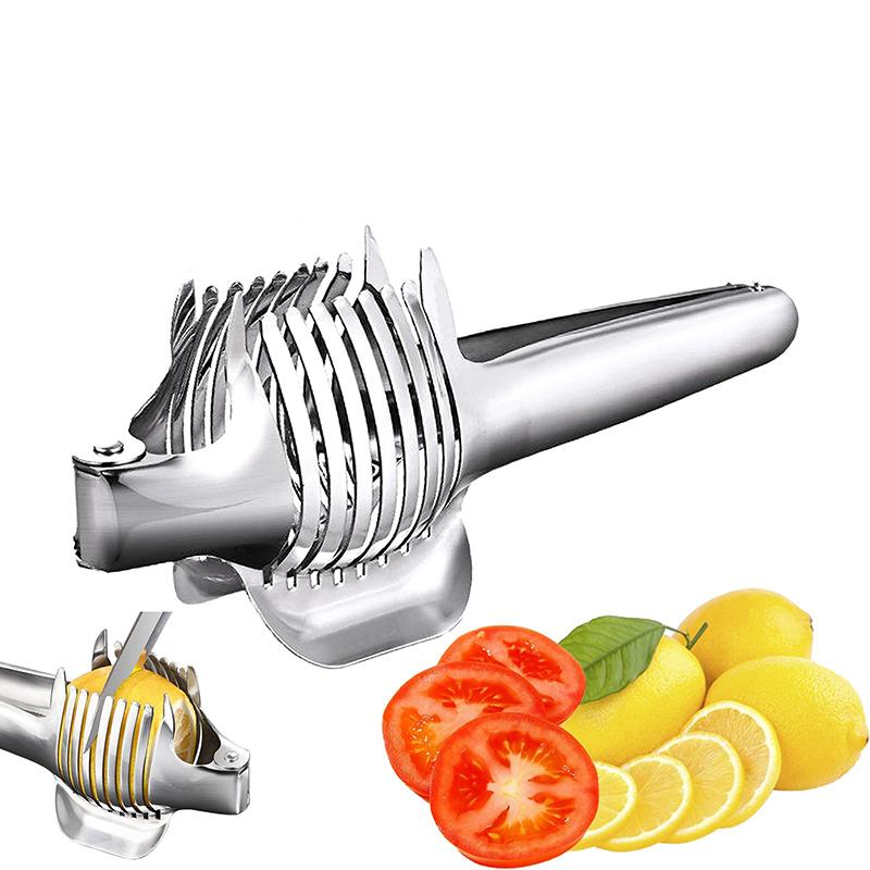

Томатная терка, держатель для лимона для нарезки ломтиками, держатель для лука из нержавеющей стали для нарезки ломтиками, овощерезка для томатов серебряный