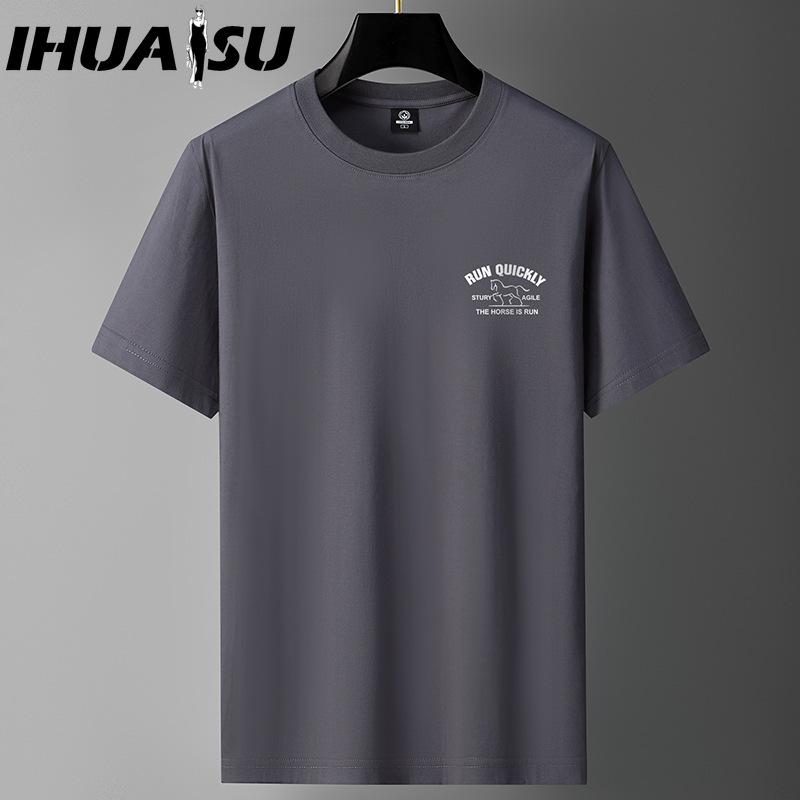 

Футболка с коротким рукавом IHUASU из хлопка, мужская модная свободная рубашка с коротким рукавом, напечатанная сострадательная рубашка XXXXXXL серый