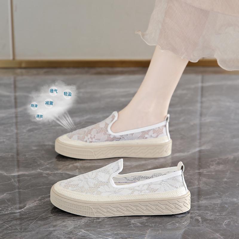 CRLAYDK Summer Women's Lace Flat Loafers Comfort Slip On Work Casual Walking Moccasins Lady Work Dressy Driving Boat Shoes