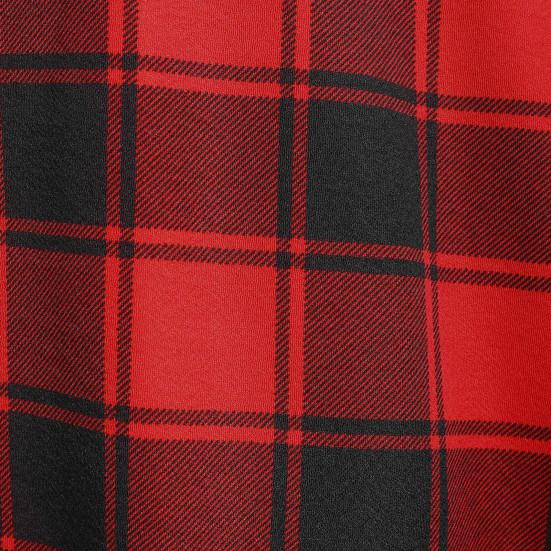 Irregular Pile Collar Hooded Button Decoration Waist Tight Autumn Dress Women Plaid Patchwork