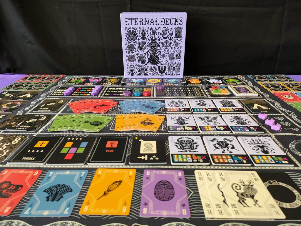 TRICKTAKERS ETERNAL DECKS Cooperative Card-Placement Board Game for 1-4 Players 30-40 Minutes Bilingual Instructions