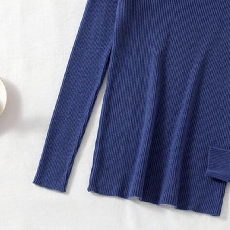 Herbst und Winter Damen-Bottom-Shirt, hochgeschlossener gestrickter Innenpullover, schlanker, vielseitiger Strickpullover