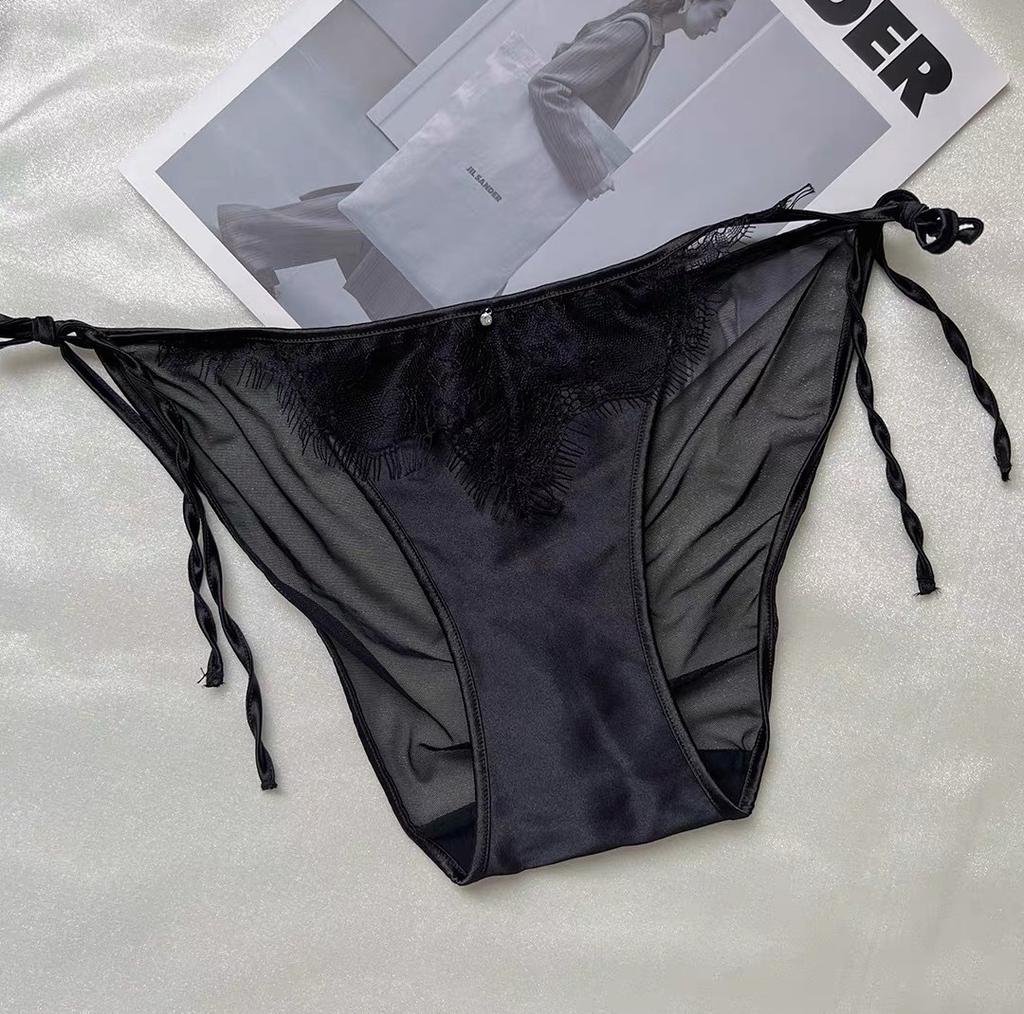 Sexy panties Sexy pure lace lace straps on both sides can be untied satin briefs Summer thin