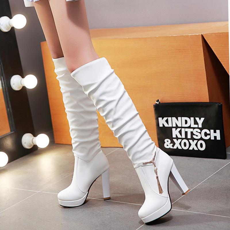 Boots Women's Boots Women's Autumn and Winter Women's Shoes Long Simple Fashion Boots High Heel Boots