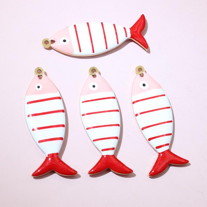 10 pezzi 40x14mm Acciaio Inossidabile Smalto Striscia Pesce Ciondoli Pendente Fai da Te Gioielli Creazione Accessori Componenti per Collana Orecchini