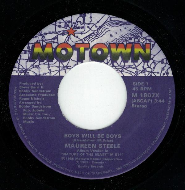

7-дюймовая пластинка MAUREEN STEELE - Boys Will Be Boys M1807X MOTOWN 1985 Канада Танцевальная и Электронная Б/У