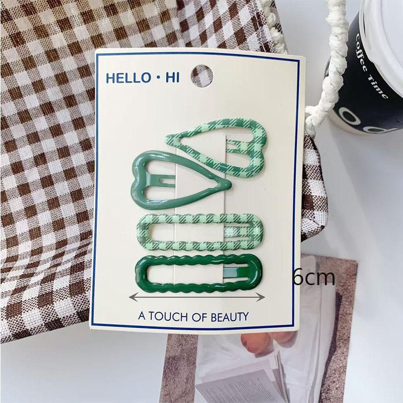 

4Pcs/Set Retro Morandi Plaid Bb Hair Clips Daily Side Bangs Clip Baby Hairpin For Women And Girls Hair Accessory A18