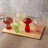 Glass Colorful Mushroom Vase Nordic Style Indoor Home Decor Hydroponic Plant Flower Arrangement Ornament Room Desktop Decoration