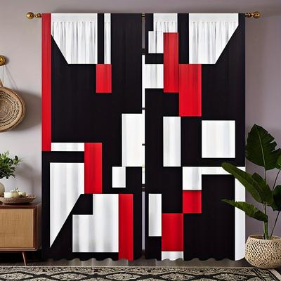 2 adet Geometrik Desenli Perde Dekoratif Pencere Perdesi Yatak Odası Oturma Odası Ev Dekorasyonu Oda Dekoru için
