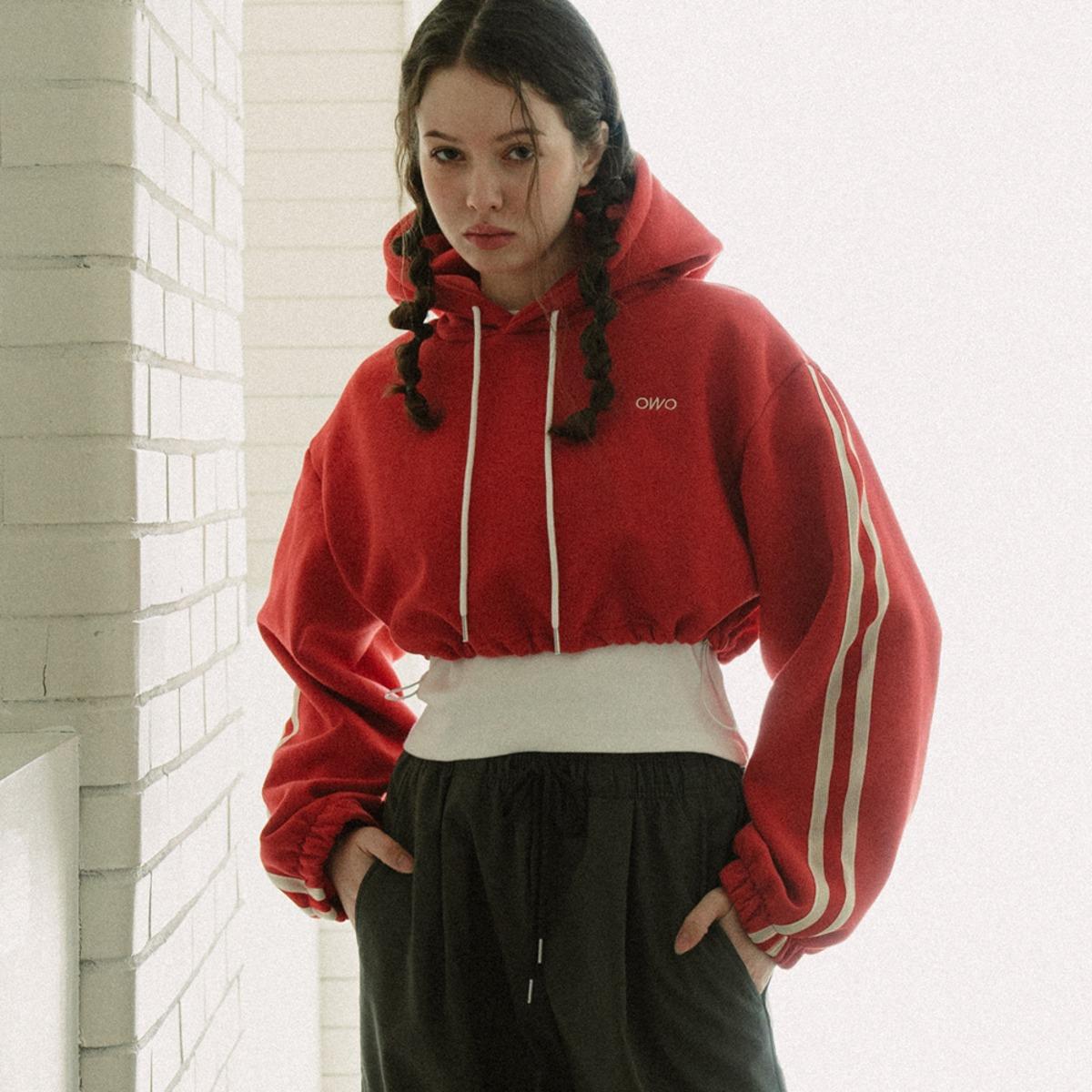 Ouou Crop Hoodie Red/Free