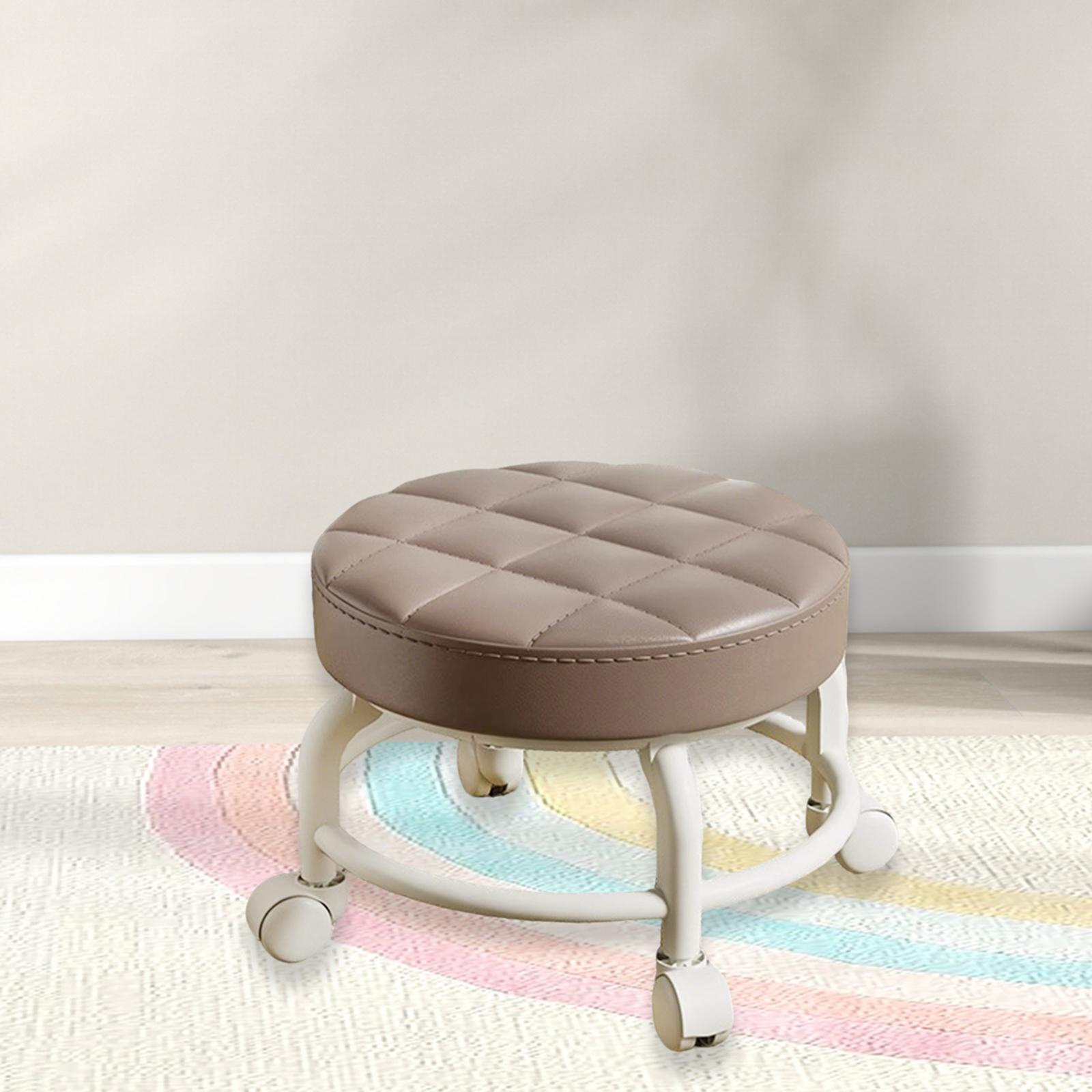 Низкий передвижной табурет 25x25x20 см круглое сиденье из ПУ-кожи с поворотными колесами регулируемая высота сиденье для кухонного острова барной стойки светло-коричневого 2990₽