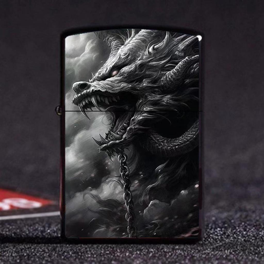 Azure Dragon, White Tiger, Vermilion Bird & Black Tortoise Kerosene Lighter – Creative Design for Douyin