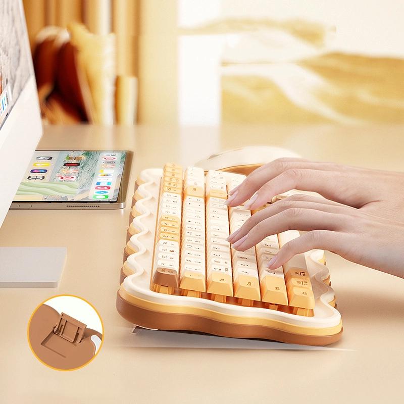 Wireless Keyboard Mouse Set Mechanical Feel Elegant Design For Office Gaming Laptop