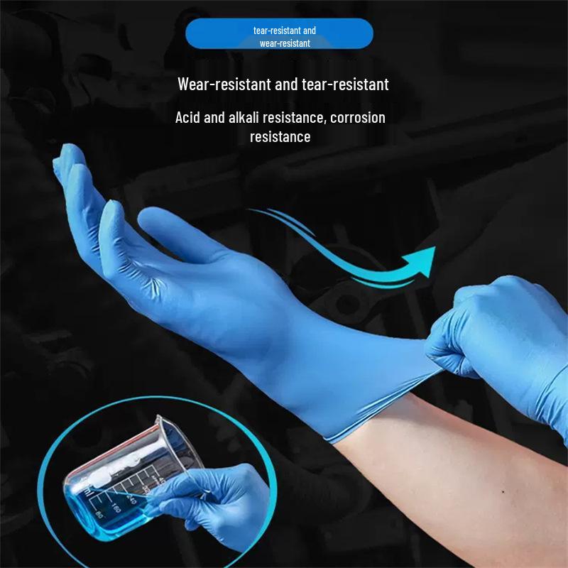 Thickened Food Grade Disposable Nitrile Gloves - Acid & Alkali Resistant, Protective for Household Use, Ideal for Dishwashing