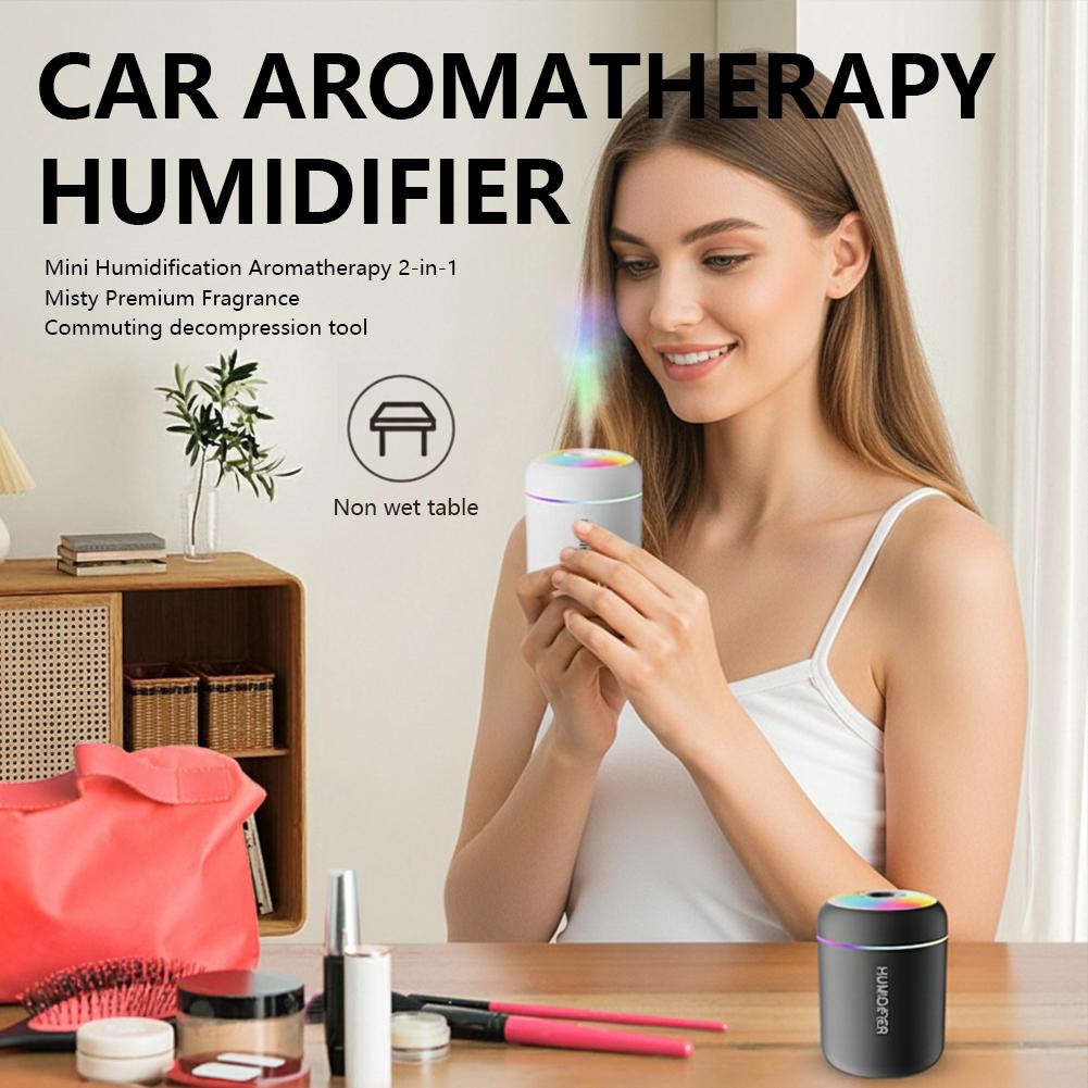 Mini Car Humidifier Aromatherapy Diffuser Portable Small Air Moisturizer For Office & Bedroom Desktop Use F6N3