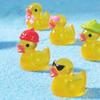 16pcs Mini Size Glow-in-the-Dark Ducks Yellow Ducklings Ornaments Luminous Ducklings  Party Favors