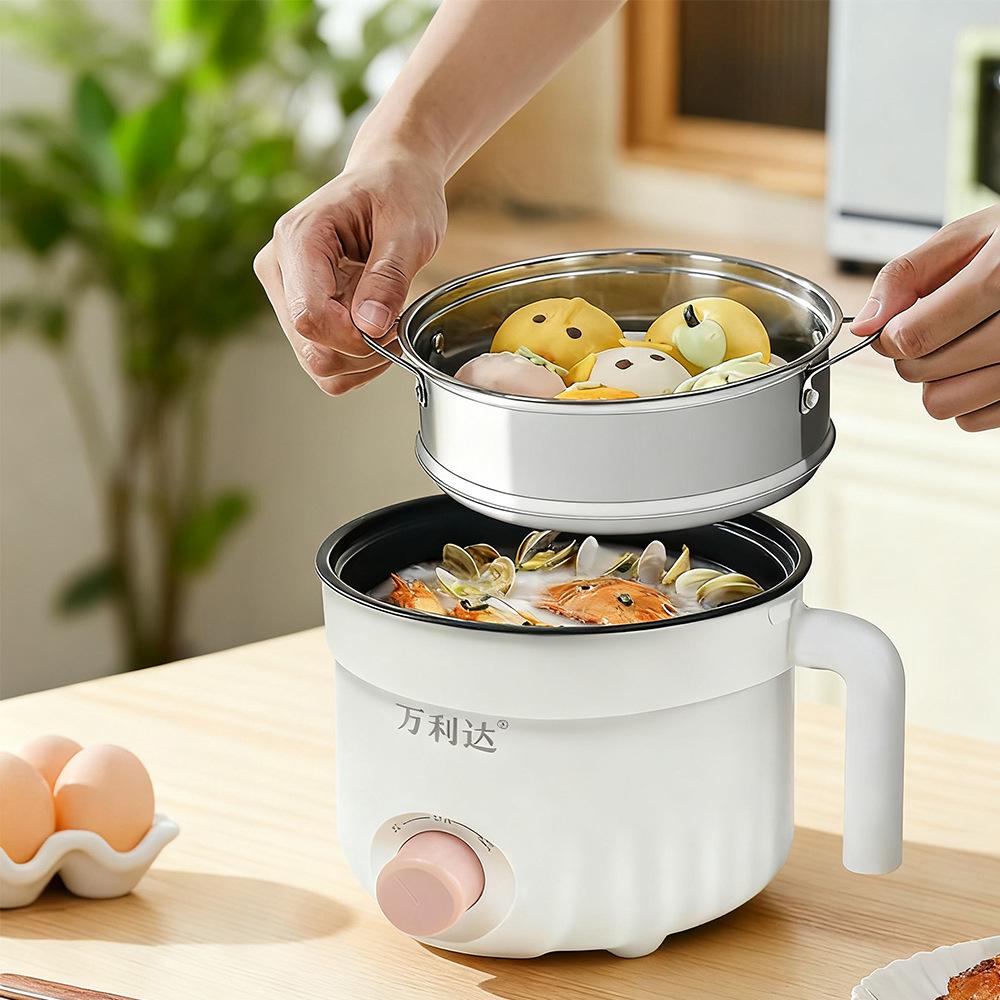 Compact Multifunctional Electric Cooking Pot for Dorms - Steamer, Boiler, Stir-Fryer, and Pan in One