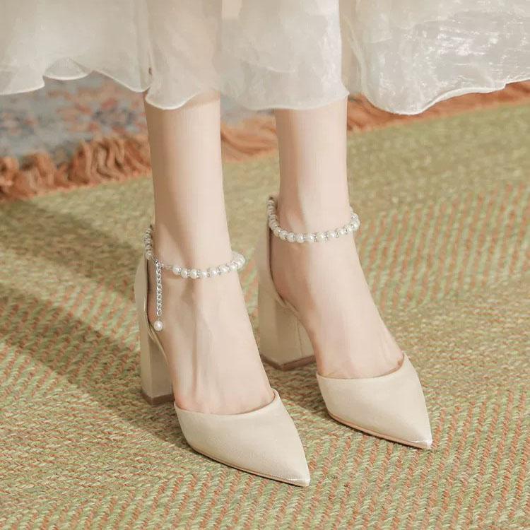 HO Coarse Heel Large Sandals 2026 Summer Gentle Match Skirt High Heels Hollow Non tiring Feet Single Shoes