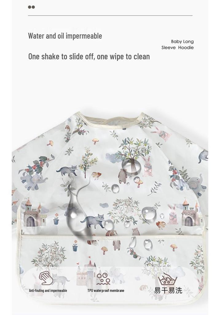 Waterproof Long Sleeve Baby Bib - Oil-Proof, Cotton Coverall for All Seasons.