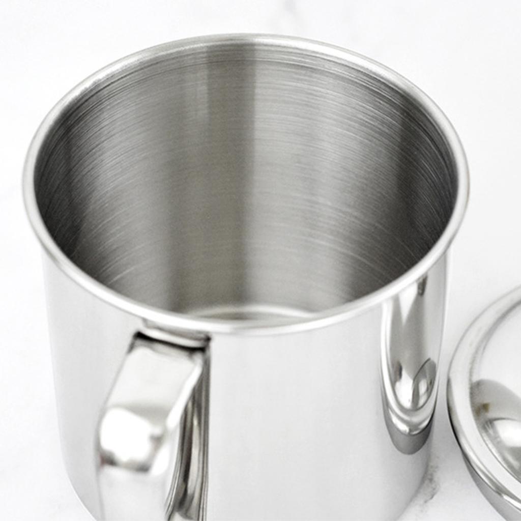 Cup Portable 304 Extra Thick Stainless Steel with Lid Drink Mug for Home Commercial Use L 11x13.5cm 4.3x5.3in