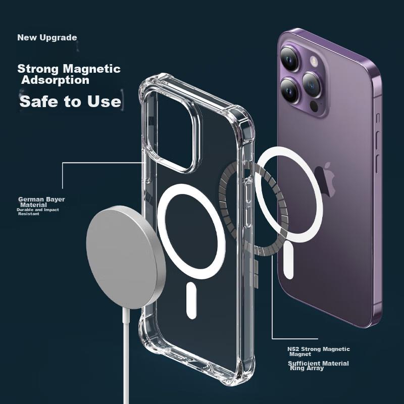 ESCASE IPhone 14 Pro Max Case with MagSafe Magnetic Charging, Ultra-Thin Airbag Shockproof Clear Protective Cover for Men And Wome