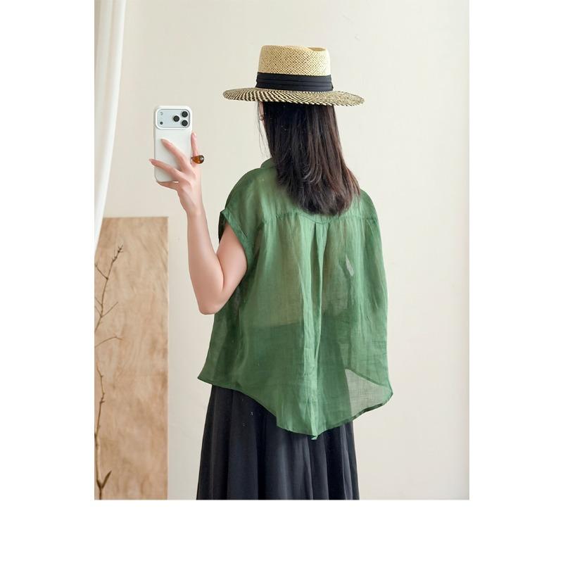 DIMANAF 2026 Summer New Plus Size Women Blouse Shirt Casual Lady Tops Tees Loose Embroidery Floral Cotton