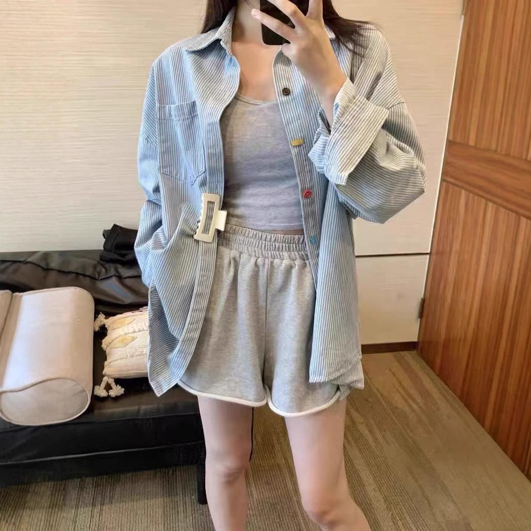 

Women s Retro Striped Shirt Jacket - Colorful, Loose, Layered Design for Spring, Summer, and Autumn XXL