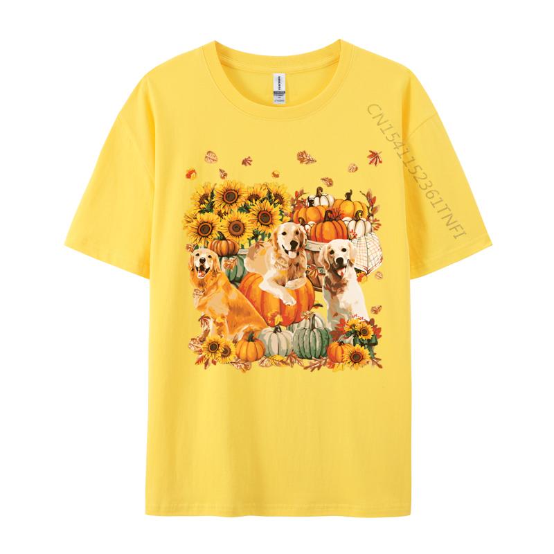Dog Golden Retriever Autumn Vintage T Shirt Cotton Tops Shirts for Adult Japan Style Plain T Shirts Wholesale