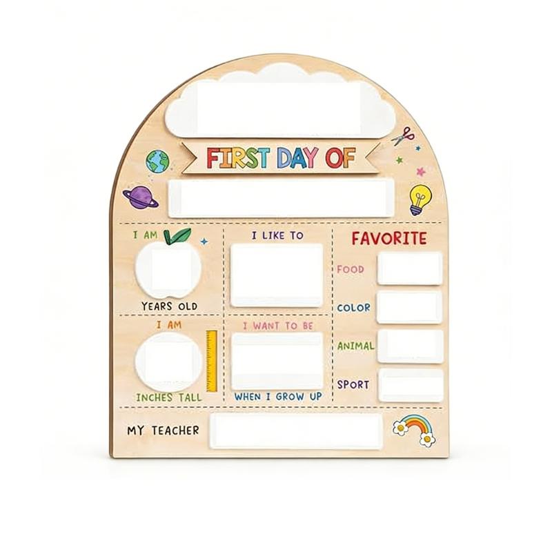 Beginning Day Of Education Sign Wooden Writing Panel For Kindergarten Preschool And Primary Kids With Marker Included