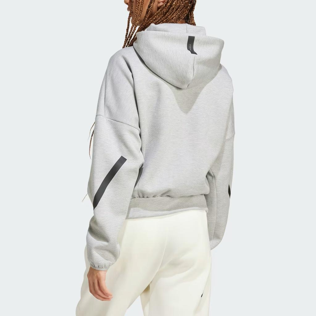 Adidas ZNE. FW24 Vzor s logem Mikina s kapucí na zip Dámská bunda Šedá JD9593