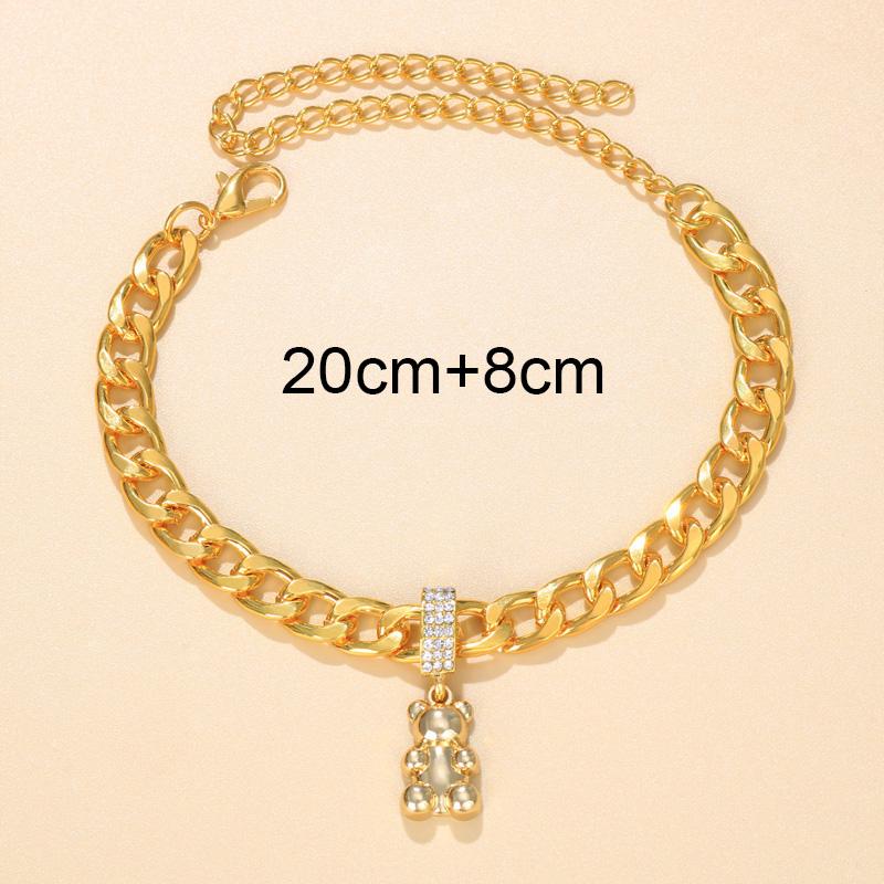 Women Beach Foot Jewerly Titanium Steel Anklet Leg Chain Metal Bear Pendant Anklet Bracelet Men Holiday Accessories