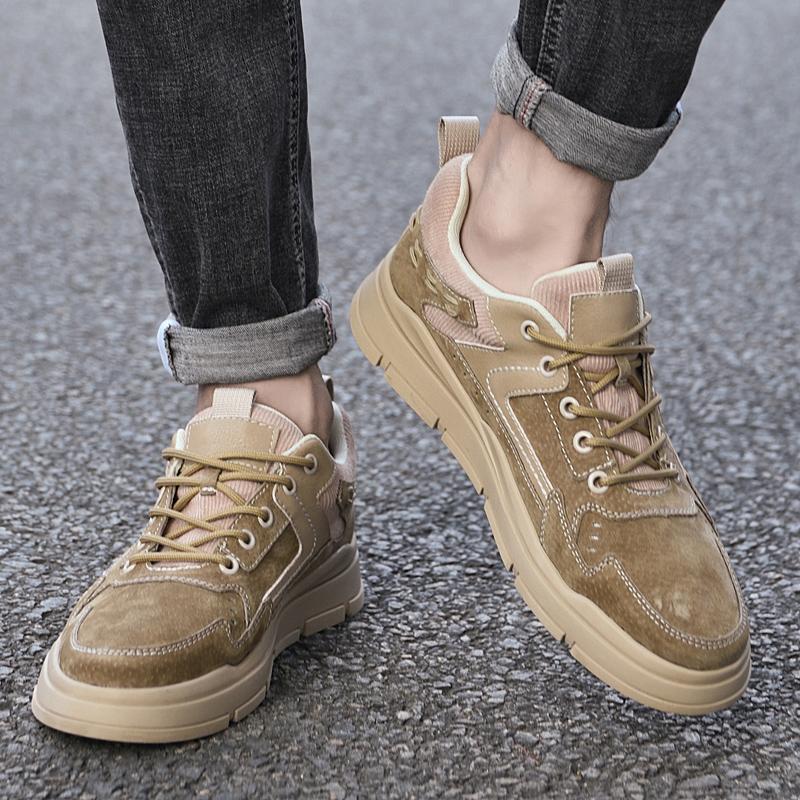 High Quality Brand Men's Oxford Shoes Thick Soled Wear-resistant Men's Leather Casual Shoes Lace Up Hiking Shoes Anti Slip