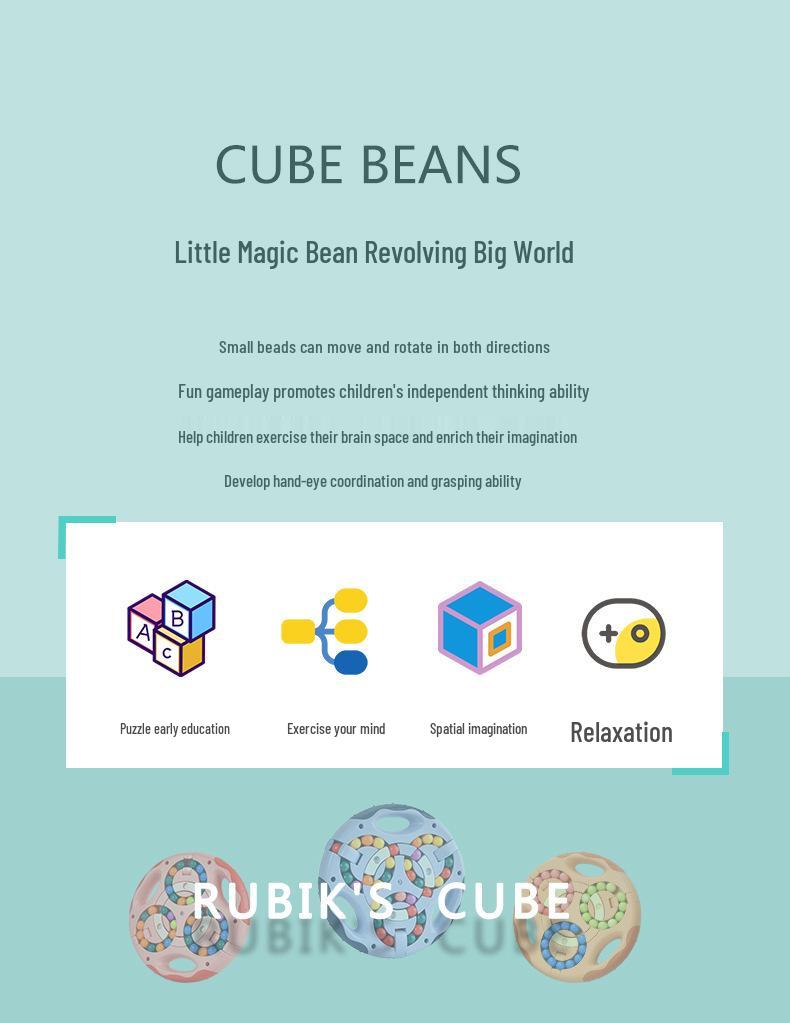 Double-Sided Magic Bean Cube: Early Education Puzzle Toy for Children's Intelligence and Focus Training