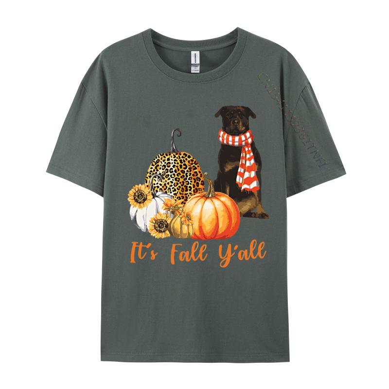 Its Fall Yall Rottweiler Dog Leopard Tshirt Black Cotton Tees for Men Novelty T Shirt Gothic Plain