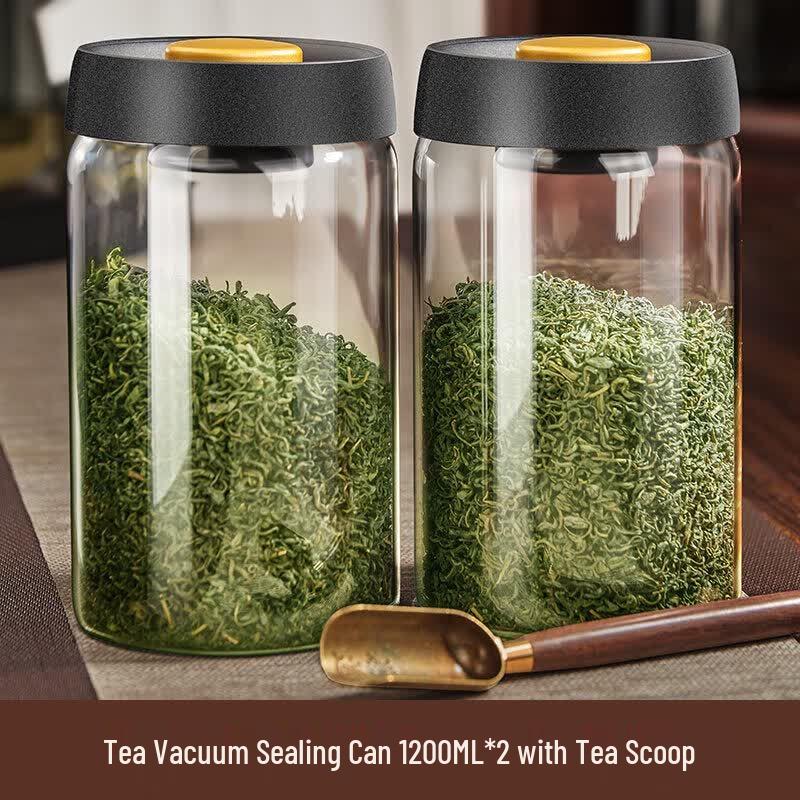 Yuro Glass Light-Blocking Sealed Vacuum Tea Canister