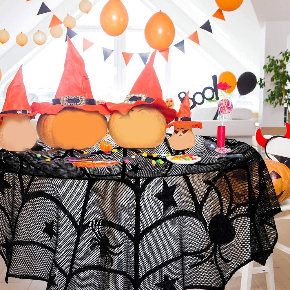 Lace Gothic Halloween Table Decor, Elegant Overlay Design for Spooky Home Accents for Halloween Parties and Displays tablec S6E2