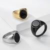 Ins Europäischer und Amerikanischer Straßen-Kalter Wind Titanstahl Schwarzer Edelstein Ring Herren Nische Literarisch und Künstlerisch Hochwertiges Geometrisches Design Ring
