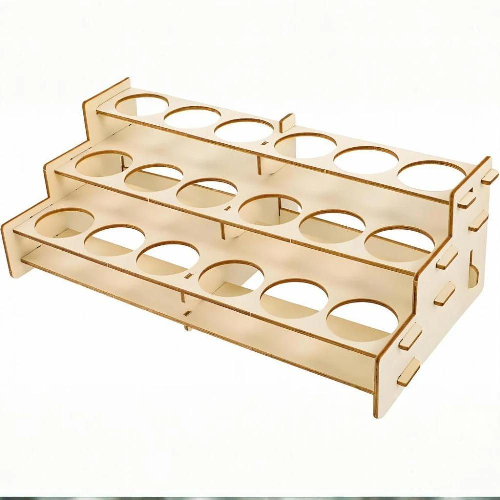 

Wooden Paint Rack Organizer for Pigment Bottles and Art Supplies Display Shelf Compact Storage for Crafting and Painting Supplie
