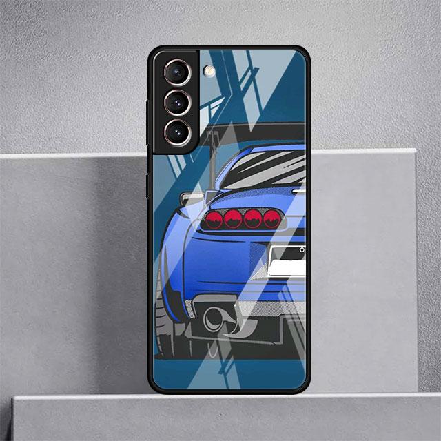 

Японский стеклянный чехол со спортивными автомобилями JDM для Samsung Galaxy S22 S20 FE S21 Plus, чехол для телефона S10 5G S9 Note 20 Ultra 10 Lite Shell Samsung S21 5G