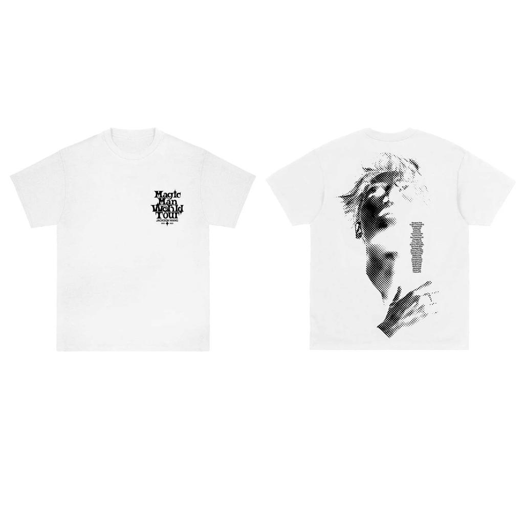 KPOP Jackson Wang Magic Man Concert T-Shirt Unisex Letter Printing O-Neck Short Sleeve Jackson Fan Concert Support Clothes