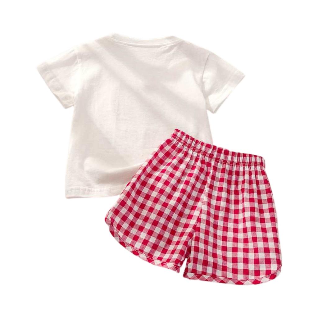 Girls' Fruit Print Set - Short Sleeve & Shorts Outfit