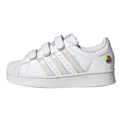 Superstar Wygodne Zapinanie C Lampki LED Pakiet - Białe Buty Dziecięce Cloud-White Core-Black JI0509