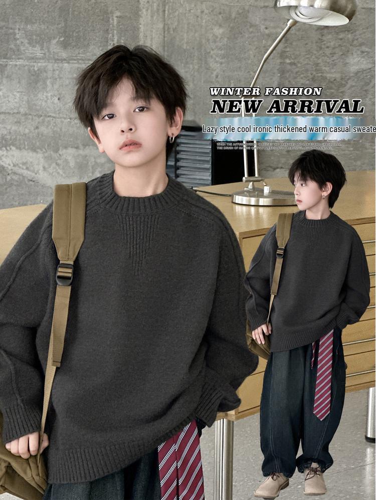 Men's Crew Neck Sweater: 2025 Autumn/Winter Casual Knit, Long Sleeve Pullover Loose Fit