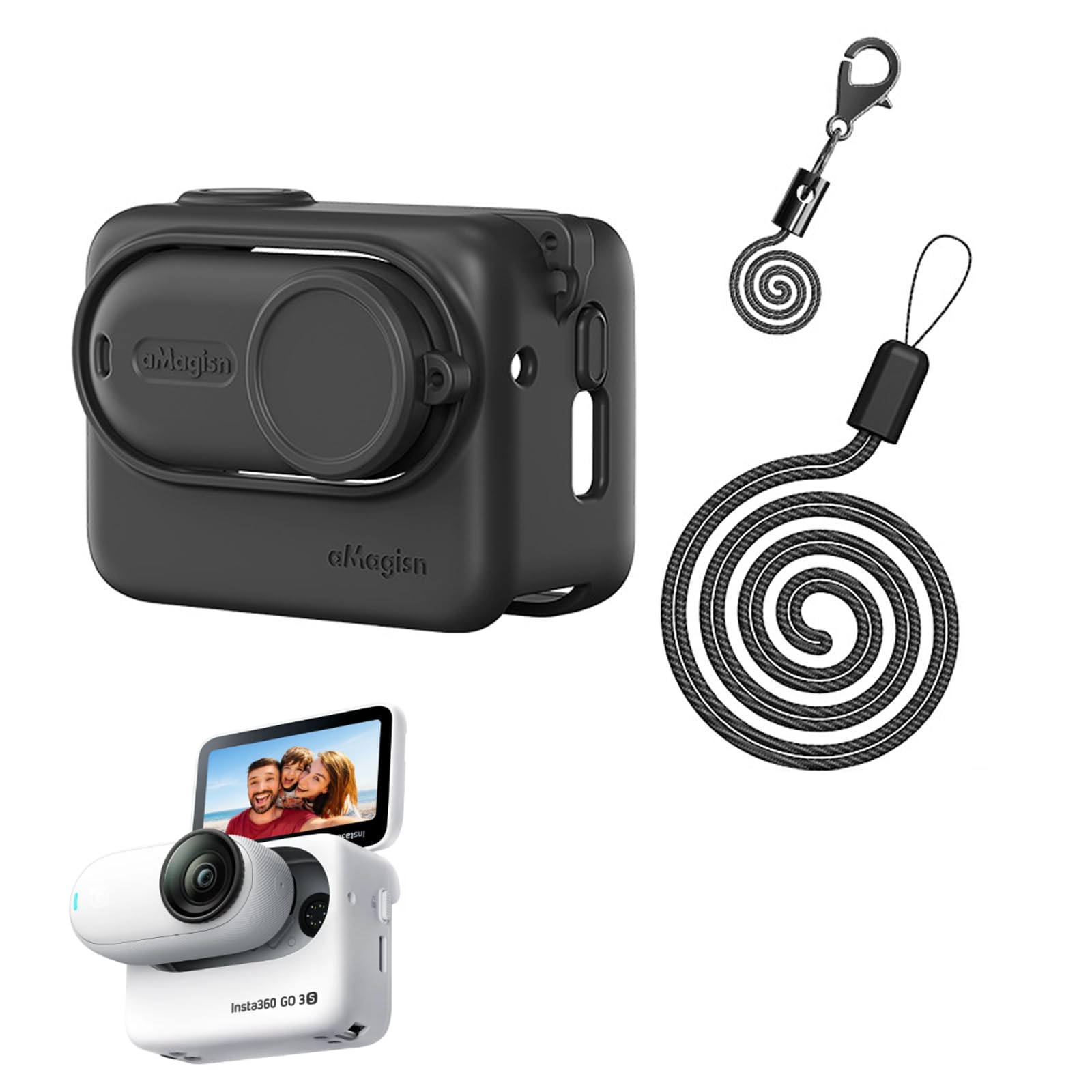 

TOMGDRACO insta360 go3s protective protective insta360 go 3S cover for insta360go insta360go3S insta360 go3S full neck rope and host case rope чорний