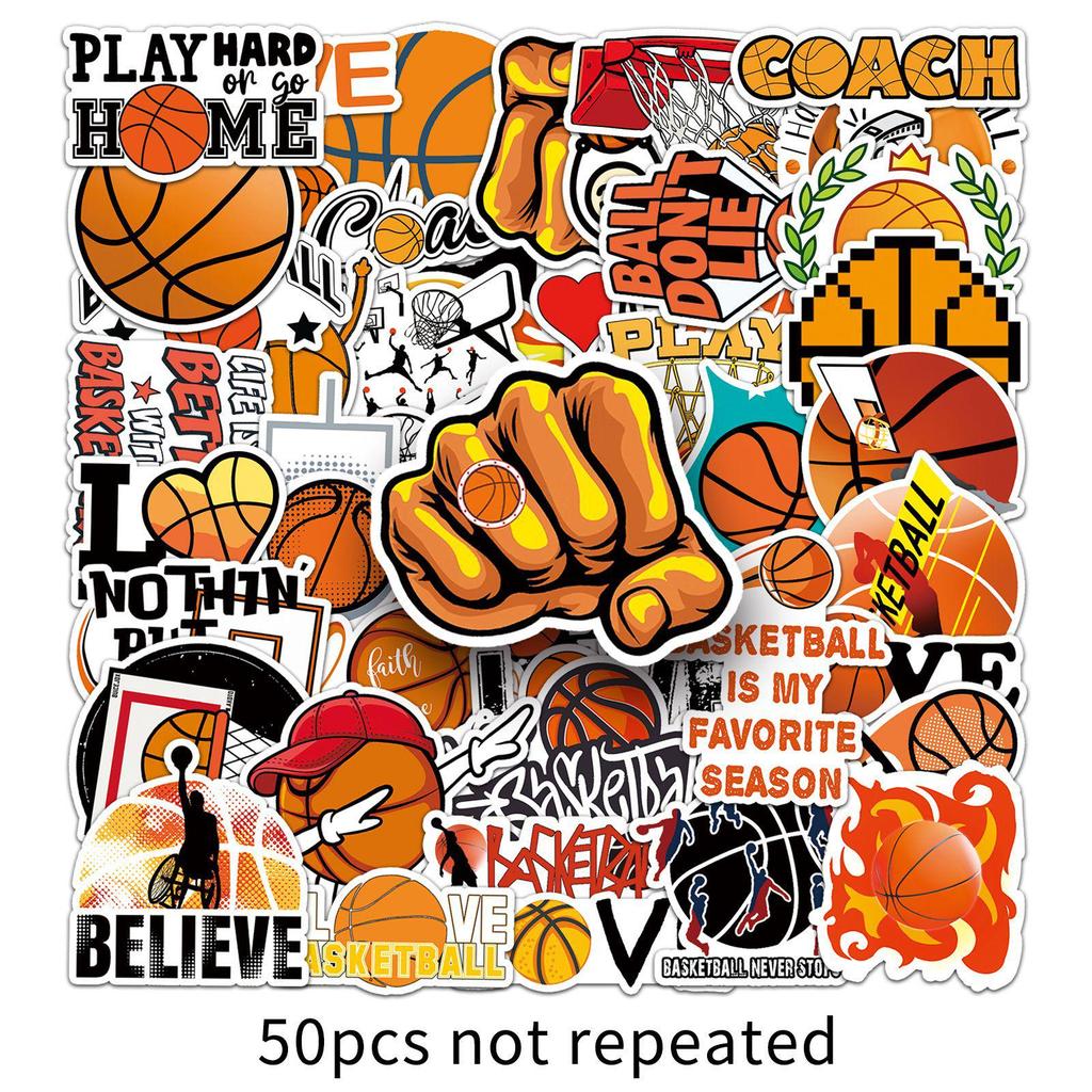 50 Basketball Sports Stickers for Skateboards, Luggage, Laptops, Cars, and Motorcycles